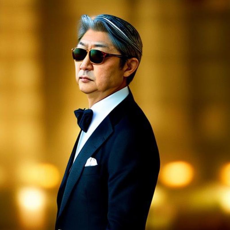 ブラックタイで佇む西田理一郎のポートレート