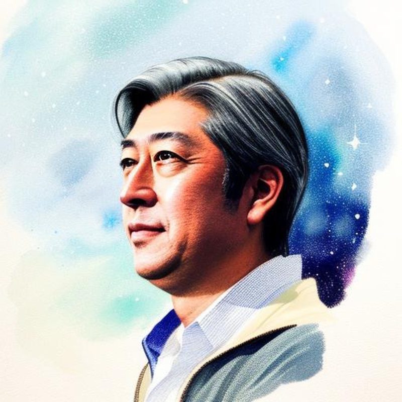 水彩調で描かれた西田理一郎の肖像